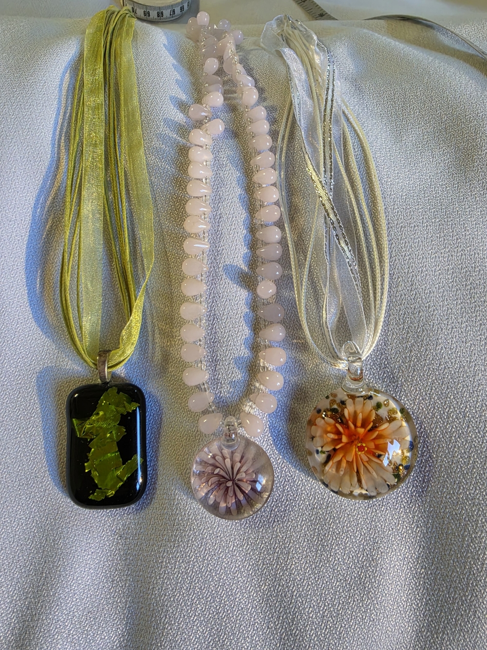 Set Of 3 Fused Glass Pendants